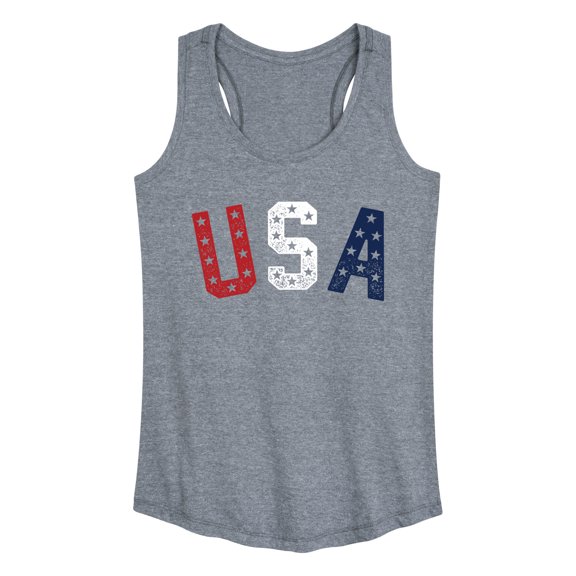 Instant Message - USA Stars Letters - Women's Racerback Graphic Tank