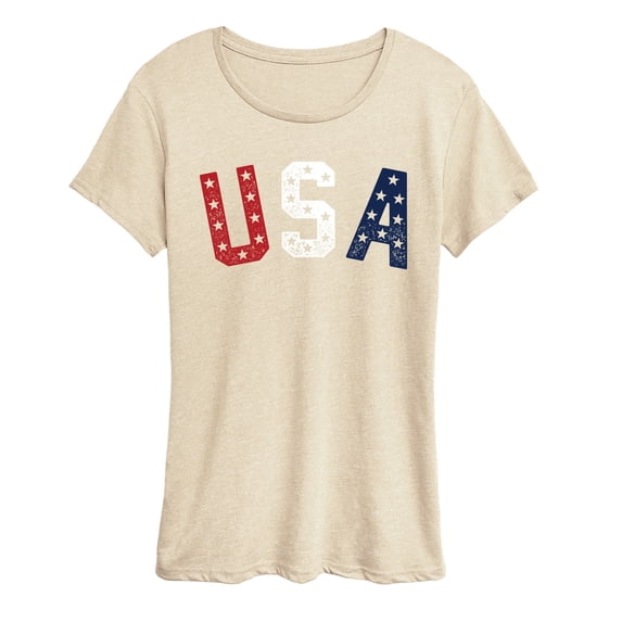 Instant Message - USA Stars Letters Short Sleeve Graphic T-Shirt