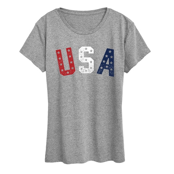 Instant Message - USA Stars Letters Short Sleeve Graphic T-Shirt
