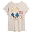 thumbnail image 1 of Instant Message - USA Teddy Bear - Juniors Oversized Graphic T-Shirt, 1 of 5