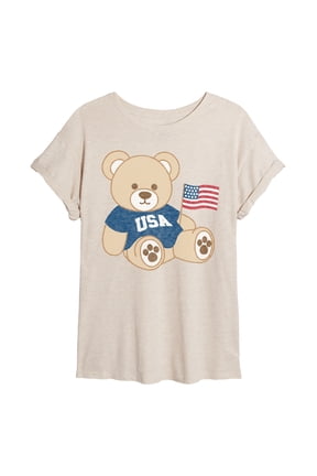 - USA Teddy Bear Oversized Graphic T-Shirt