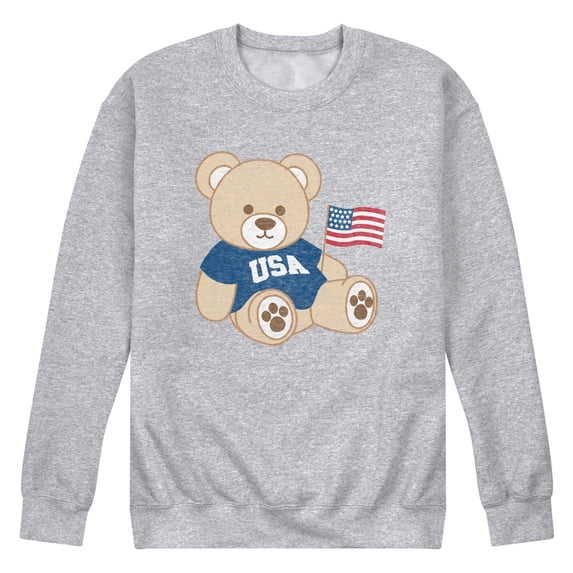 Instant Message - USA Teddy Bear Graphic Fleece Sweatshirt