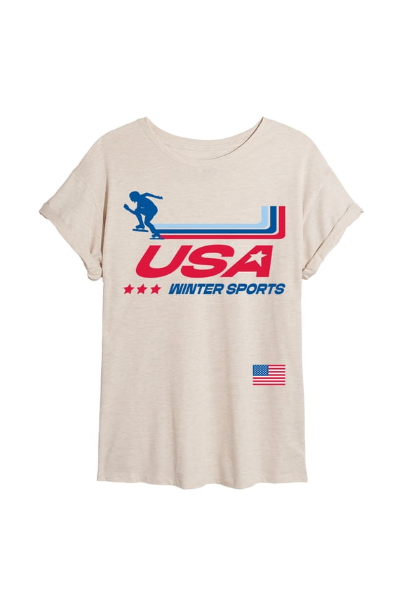 - USA Winter Sports - Juniors Oversized Graphic T-Shirt