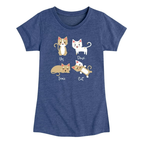 Instant Message - Un Deux Trois Cat - Girls Toddler And Youth Short Sleeve Graphic T-Shirt