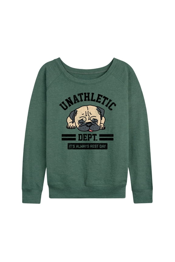 - Unathletic Department Pug - Women's Lightweight French Terry Long Sleeve Shirt