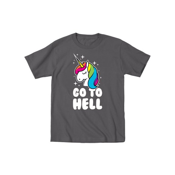 Instant Message - Unicorn Go To Hell Funny Rainbow Humor - Men's Short Sleeve Graphic T-Shirt