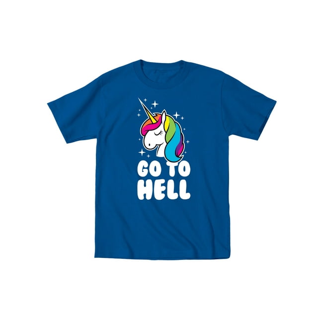 Instant Message Unicorn Go To Hell Funny Rainbow Humor Mens T Shirt