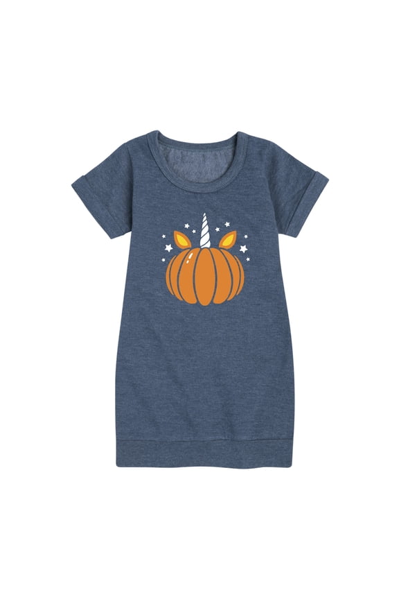 - Unicorn Pumpkin - Youth Girl Ss Fleece Dress