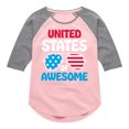 thumbnail image 1 of Instant Message - United States Of Awesome - Toddler & Youth Girls Raglan Graphic T-Shirt, 1 of 6