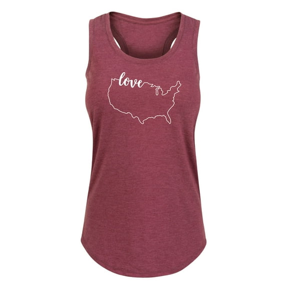Instant Message - Us Outline With Love White -Women's Racerback Tank