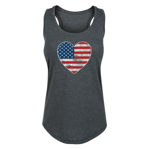 Instant Message - Usa Flag Heart -Women's Racerback Tank