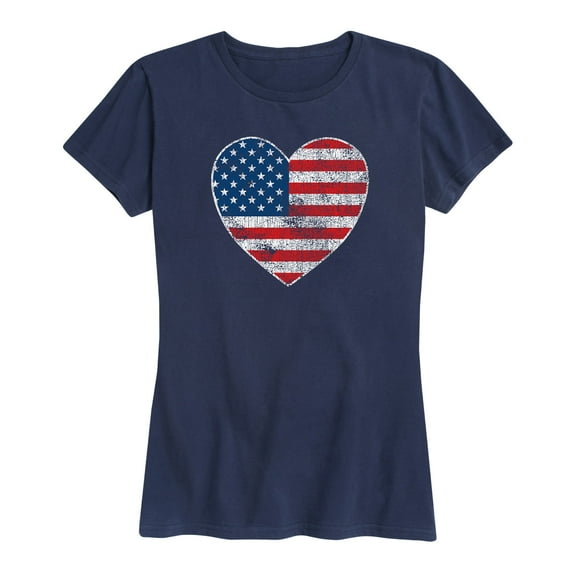 Instant Message - USA Flag Heart - Women's Short Sleeve Graphic T-Shirt