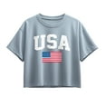 thumbnail image 1 of Instant Message - Usa Flag - Youth Girl Short Sleeve Boxy Tee, 1 of 5