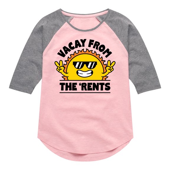 Instant Message - Vacay From The Rents - Toddler & Youth Girls Raglan Graphic T-Shirt