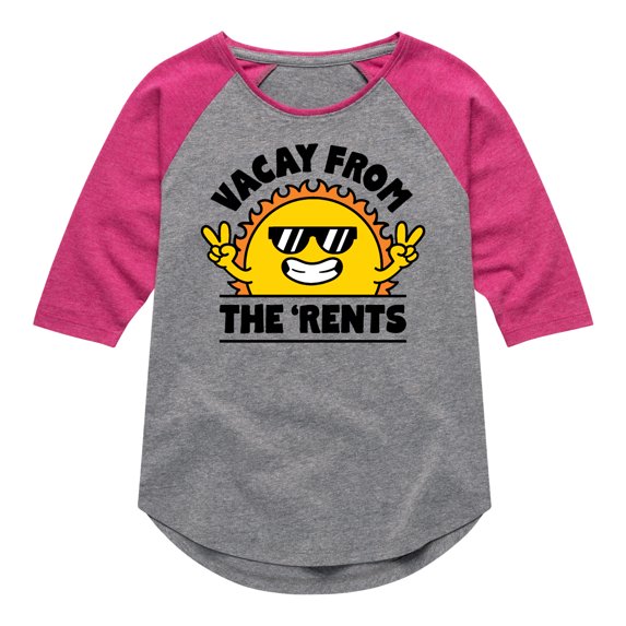 Instant Message - Vacay From The Rents - Toddler & Youth Girls Raglan Graphic T-Shirt