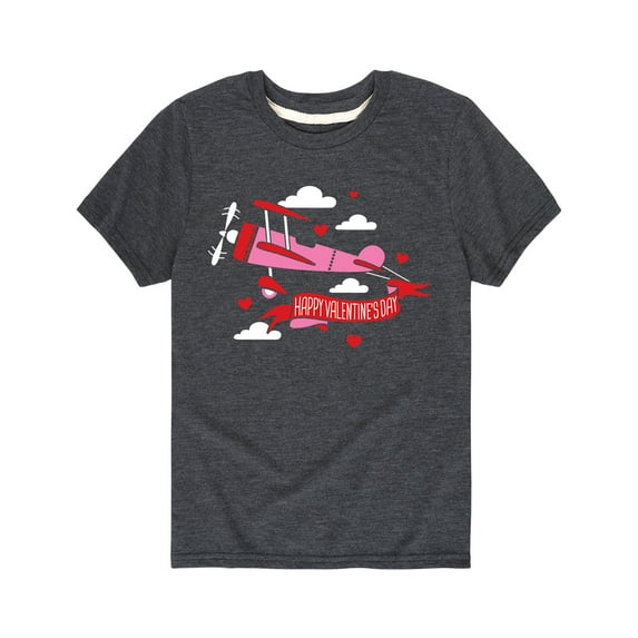 Instant Message - Valentine Airplane - Valentine Love Youth Short Sleeve Tee