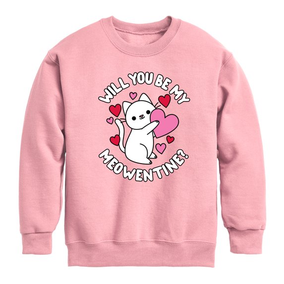 Instant Message - Valentine's Day Be My Meowentine Graphic Long Sleeve Fleece Sweatshirt