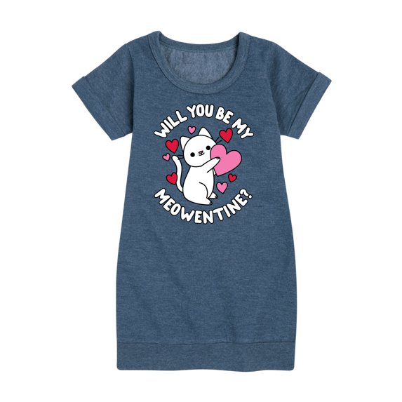 Instant Message - Valentine's Day Be My Meowentine - Toddler & Youth Girls Fleece Dress