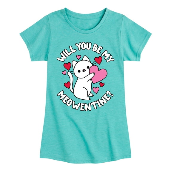 Instant Message - Valentine's Day Be My Meowentine - Toddler & Youth Girls Short Sleeve Graphic T-Shirt