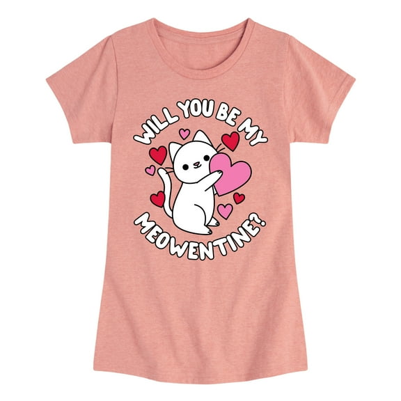 Instant Message - Valentine's Day Be My Meowentine - Toddler & Youth Girls Short Sleeve Graphic T-Shirt
