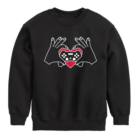 Instant Message - Valentine's Day Hand Heart Game Controller  - Toddler & Youth Crewneck Fleece Sweatshirt