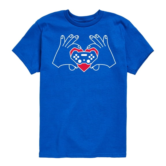 Instant Message - Valentine's Day Hand Heart Game Controller - Toddler & Youth Short Sleeve Graphic T-Shirt