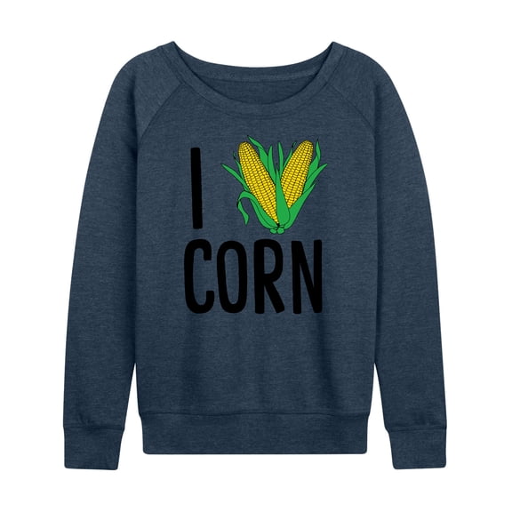 Instant Message - Valentine's Day I Heart Corn - Women's Lightweight French Terry Long Sleeve Shirt