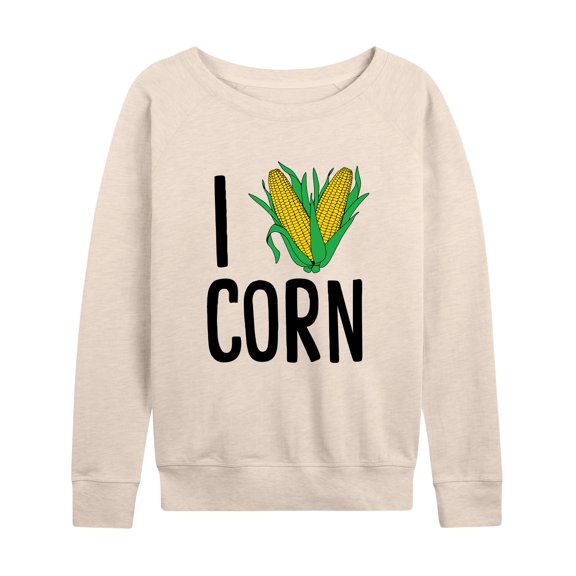 Instant Message - Valentine's Day I Heart Corn - Women's Lightweight French Terry Long Sleeve Shirt