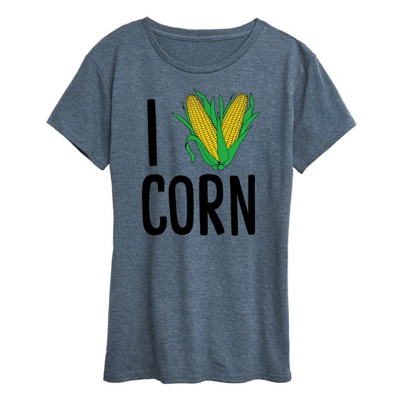 Instant Message - Valentine's Day I Heart Corn - Women's Short Sleeve Graphic T-Shirt