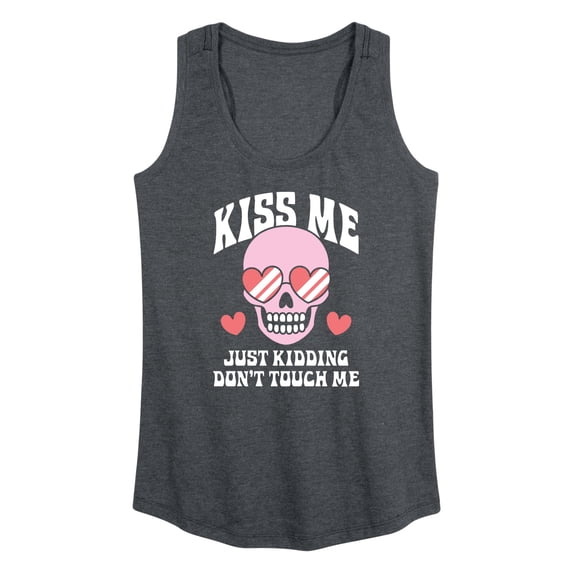 Instant Message - Valentine's Day Kiss Me Just Kidding Graphic Racerback Tank