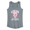 thumbnail image 1 of Instant Message - Valentine's Day Kiss Me Just Kidding Graphic Racerback Tank, 1 of 6
