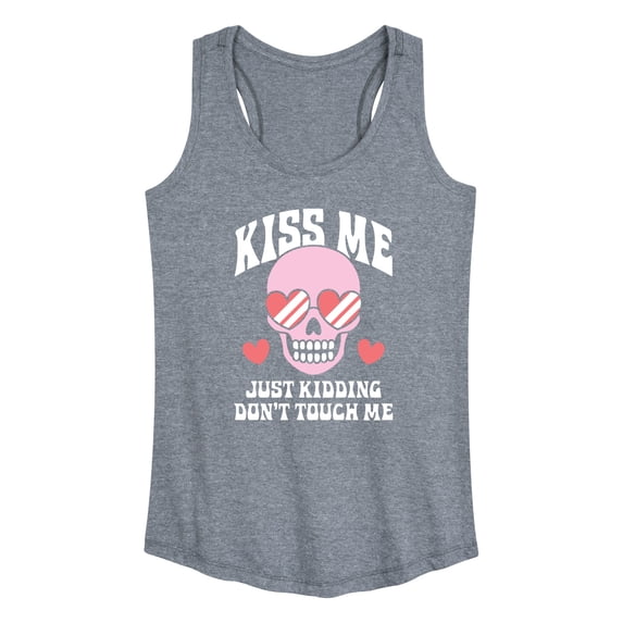 Instant Message - Valentine's Day Kiss Me Just Kidding Graphic Racerback Tank