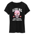 thumbnail image 1 of Instant Message - Valentine's Day Kiss Me Just Kidding - Women's Short Sleeve Graphic T-Shirt, 1 of 6