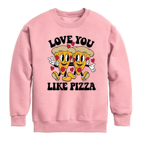 Instant Message - Valentine's Day Love You Like Pizza  - Toddler & Youth Crewneck Fleece Sweatshirt