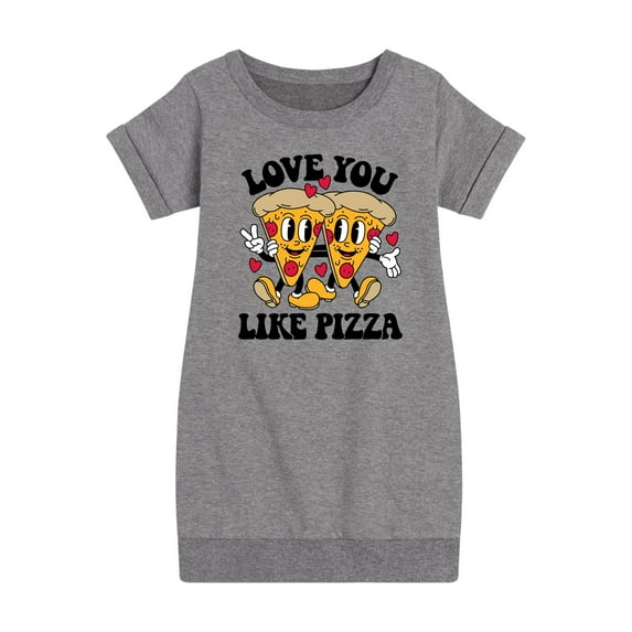 Instant Message - Valentine's Day Love You Like Pizza - Toddler & Youth Girls Fleece Dress