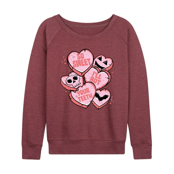 Instant Message - Valentine's Day So Sweet I'll Rot Your Teeth - Women's Lightweight French Terry Long Sleeve Shirt