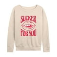 thumbnail image 1 of Instant Message - Valentine's Day Sucker For You - Women's Lightweight French Terry Long Sleeve Shirt, 1 of 6