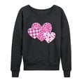 thumbnail image 1 of Instant Message - Valentine's Patterned Hearts Lightweight French Terry Wide Neck Long Sleeve Graphic Shirt, 1 of 5