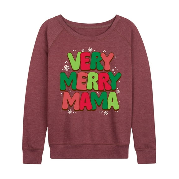 Instant Message - Very Merry Mama - Women's French Terry Long Sleeve Pullover
