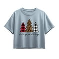 thumbnail image 1 of Instant Message - Very Merry Plaid Leopard Trees - Youth Girl Short Sleeve Boxy Tee, 1 of 5