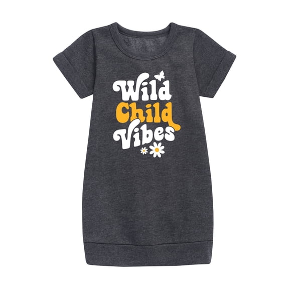 Instant Message - Vibes Wild Child - Toddler & Youth Girls Fleece Dress