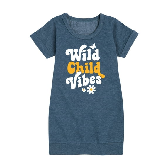Instant Message - Vibes Wild Child - Toddler & Youth Girls Fleece Dress