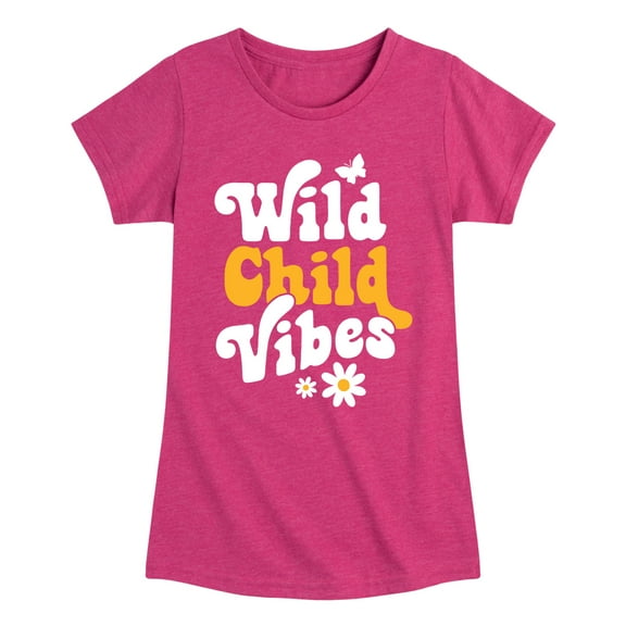 Instant Message - Vibes Wild Child - Toddler & Youth Girls Short Sleeve Graphic T-Shirt