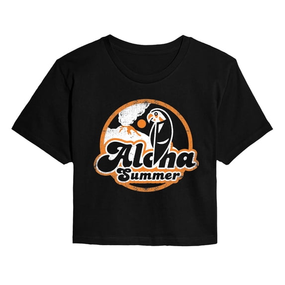 Instant Message - Vintage Aloha Summer - Juniors Cropped Graphic T-Shirt