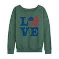 thumbnail image 1 of Instant Message - Vintage Love American Flag Heart - Women's Lightweight French Terry Long Sleeve Shirt, 1 of 6