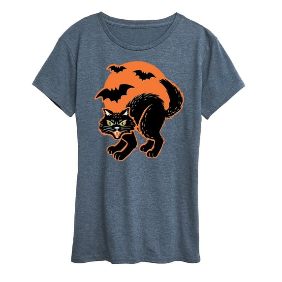 Instant Message - Vintage Paper Cat Halloween - Women's Short Sleeve Graphic T-Shirt