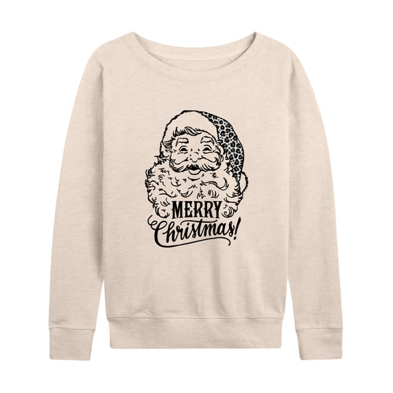 Instant Message - Vintage Santa  Christmas- Women's Lightweight French Terry Long Sleeve Shirt