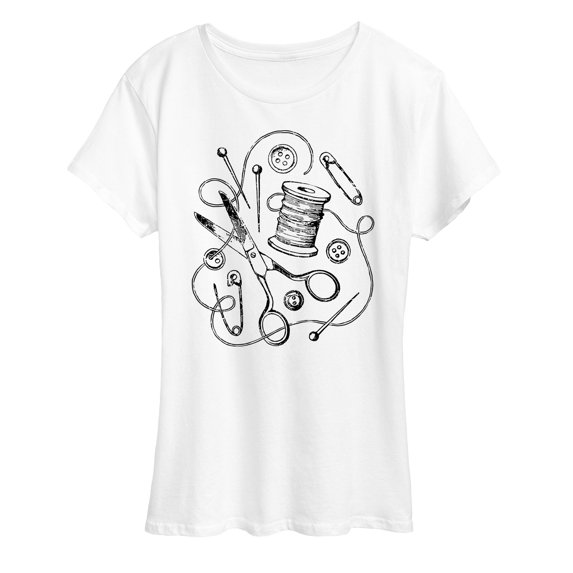 Instant Message - Vintage Sewing Tools - Women's Short Sleeve Graphic T-Shirt