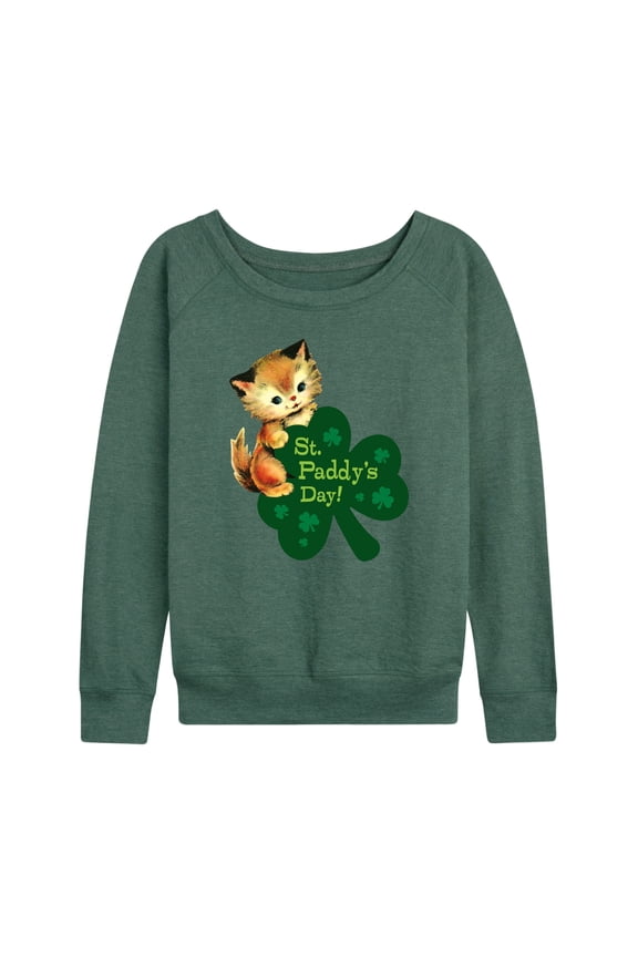 - Vintage St. Paddy's Day Cat - Women's Lightweight French Terry Long Sleeve Shirt