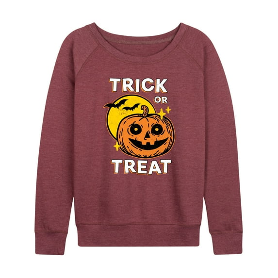 Instant Message - Vintage Trick Or Treat Pumpkin - Women's Lightweight French Terry Long Sleeve Shirt